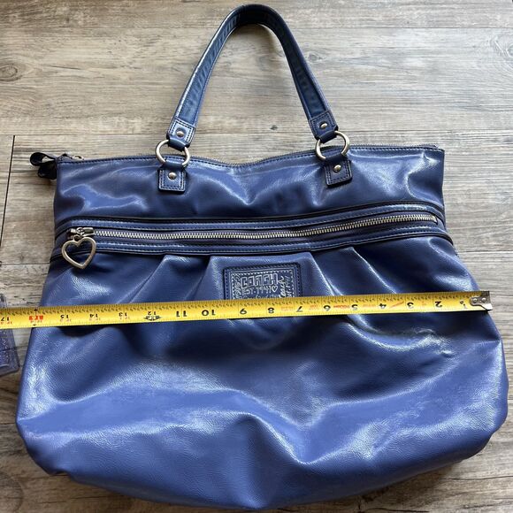 Coach Bag Daisy Liquid Patent Leather Large Satchel Purse F23402 Blue-RARE - Picture 9 of 10